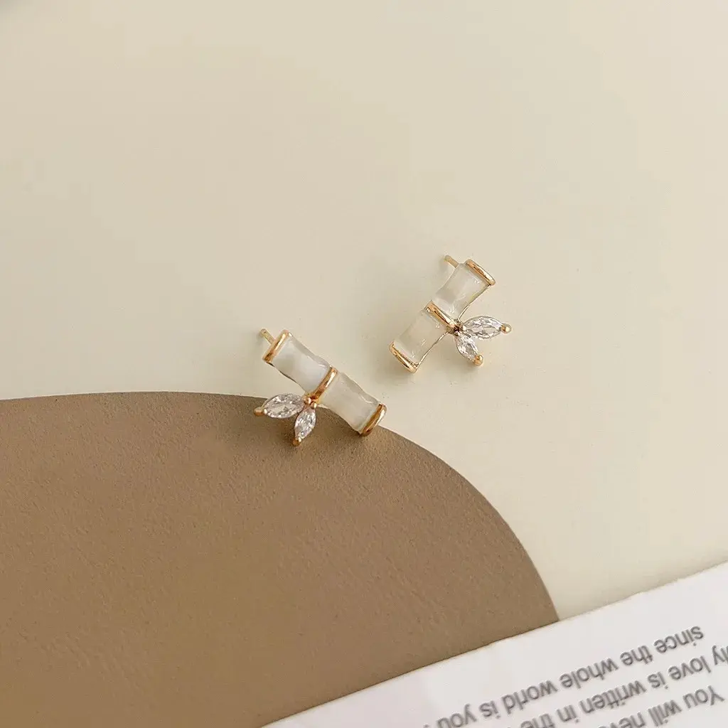 Bamboo Opal Minimal Earrings - FY0073